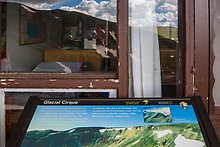 Interpretive sign and Alpine Visitor Center. Rocky Mountain National Park.  ( )