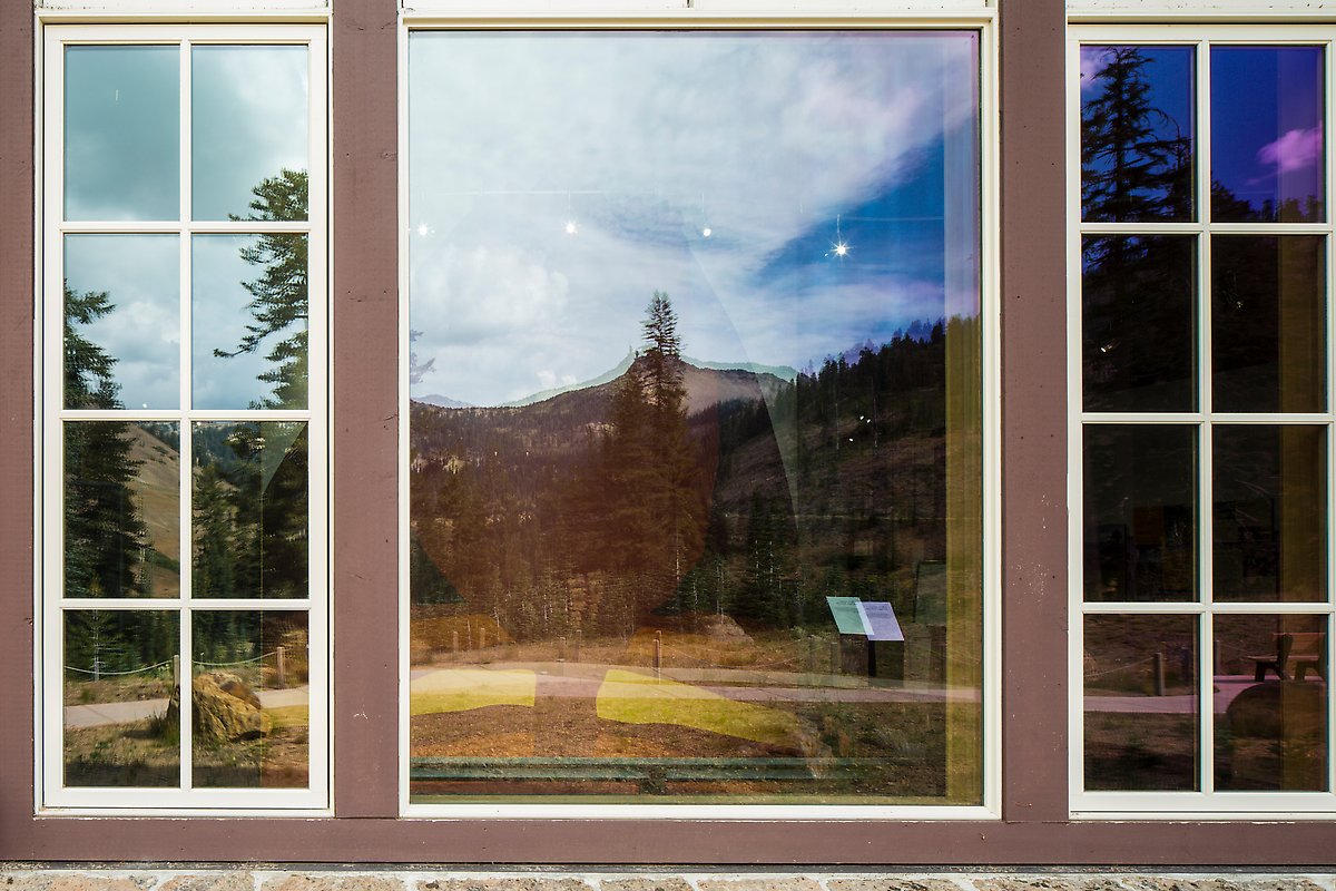 Forest and Peaks, Visitor Center. Lassen Volcanic National Park.  ()